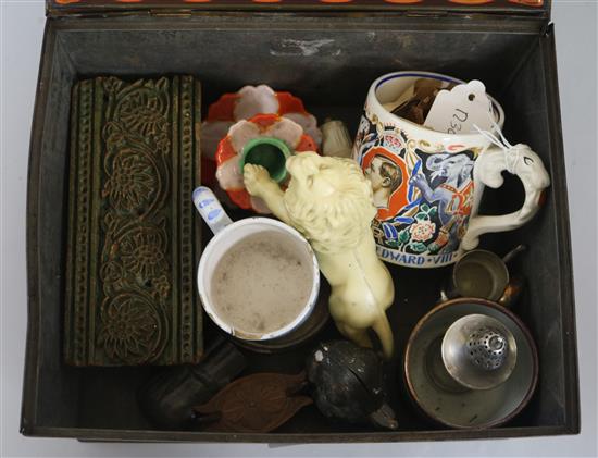 A small quantity of curios including Laura Knight mug with lustre cup etc